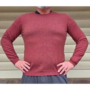 Massimo Dutti Cashmere Crewneck Sweater Red Men's Large Spanish Designer